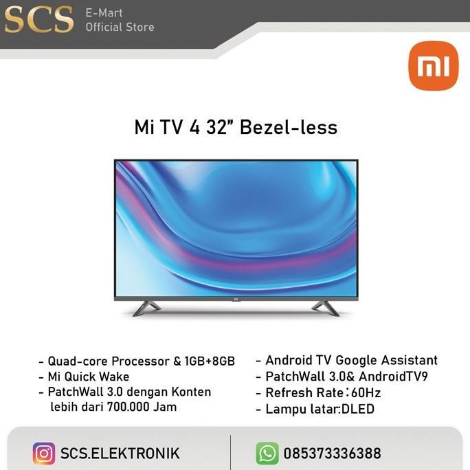 TERBARU - Mi TV 4 32" Bezel-less Xiaomi HD Android TV Smart Bezel Less