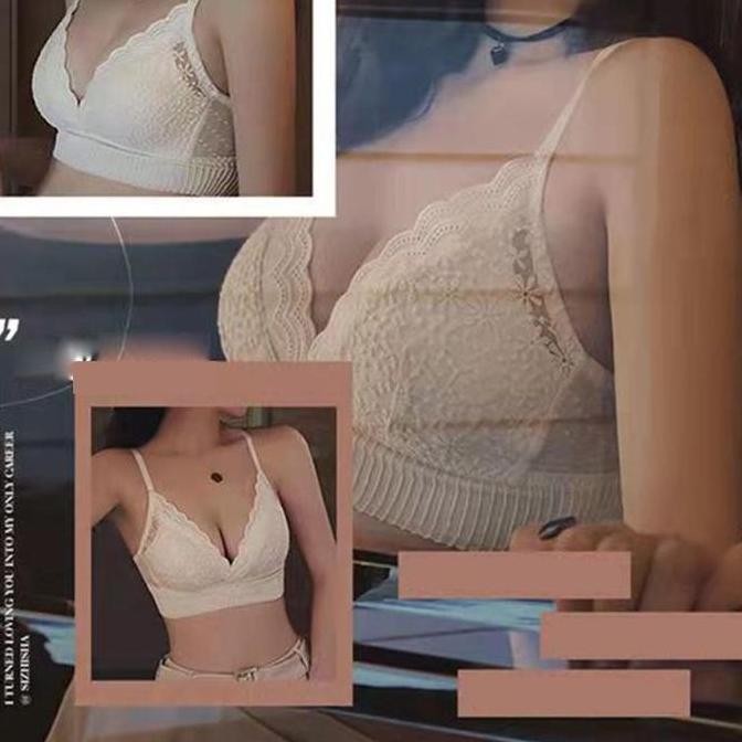 TUTULADY Bra Wanita Seksi Nyaman Kecantikan Kembali tanpa Renda Kawat Bras Lucu
