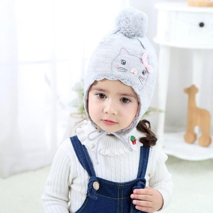 Topi Rajut Anak Perempuan Import / Topi Kupluk Anak