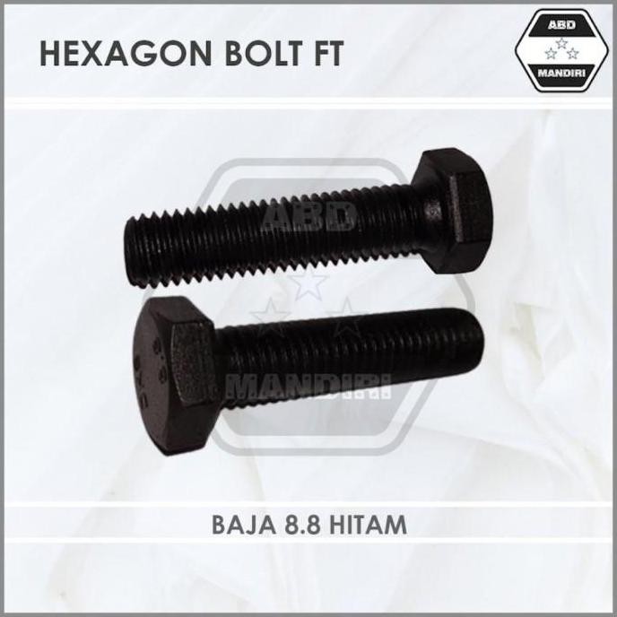 Baja Hitam 8.8 Baut Hexagon M16 X 55 ( Black Hex Bolt ) M16X55 Ft
