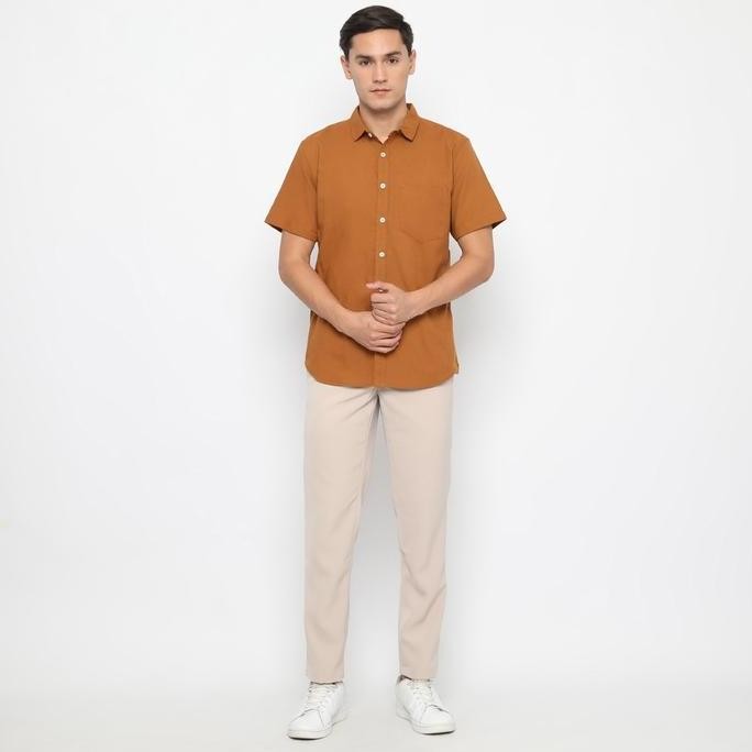 Sale Code Male - Brave Kemeja Pria Pendek Ochre Basic Slimfit