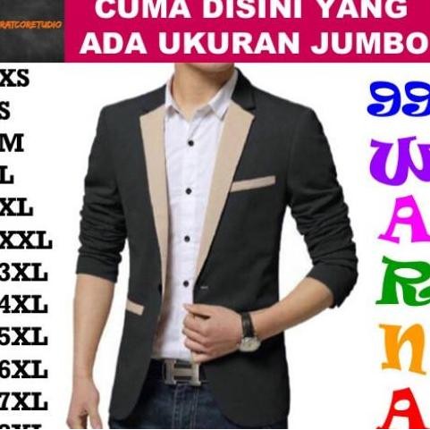 23Warna Jas Pria Blazer Hitam Kombinasi Coklat Susu Katun Stretch