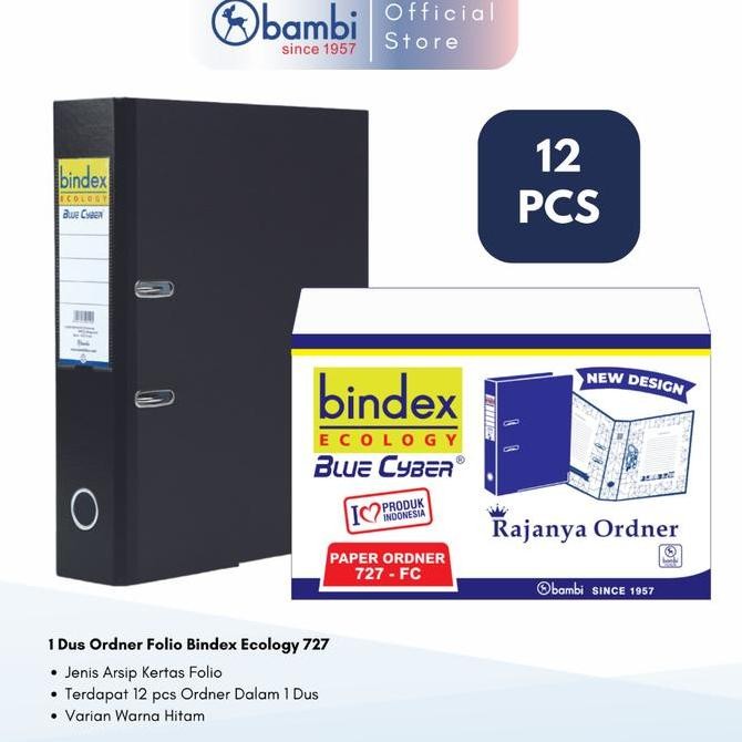 

BEBAS ONGKIR - 1 Dus Bindex Ecology Lever Arch File Ordner Folio Black Medium Size 50 mm Original