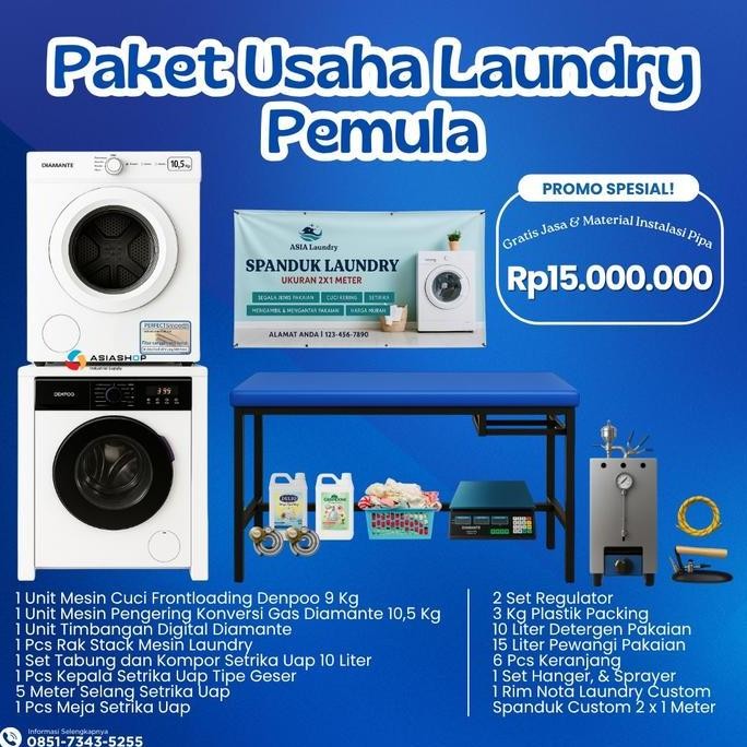 BEBAS ONGKIR - Paket Usaha Laundry Murah Siap Mulai Usaha Laundry dengan Modal Terbatas Mesin Penger