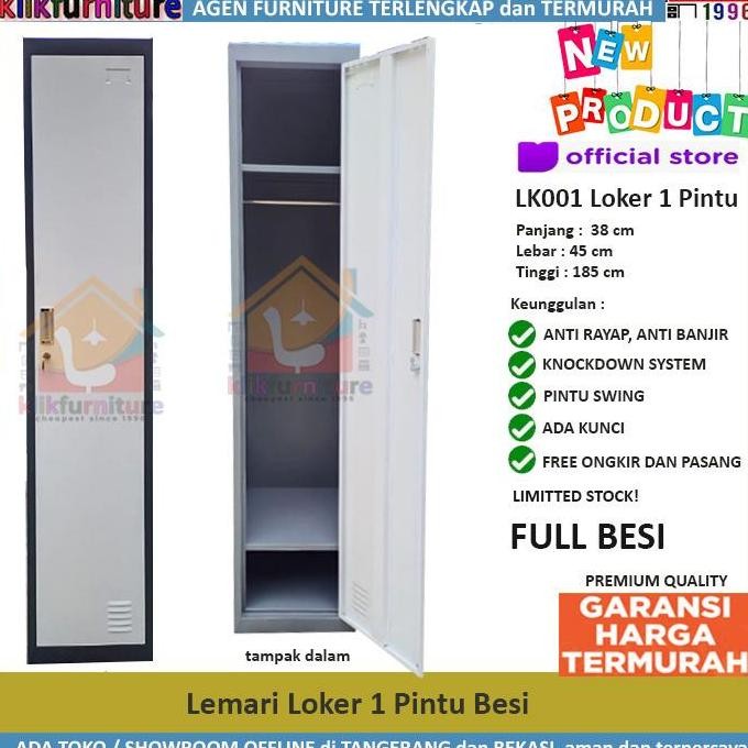 BEBAS ONGKIR - Loker Besi 1 Pintu LK001 Full Besi + Gantungan