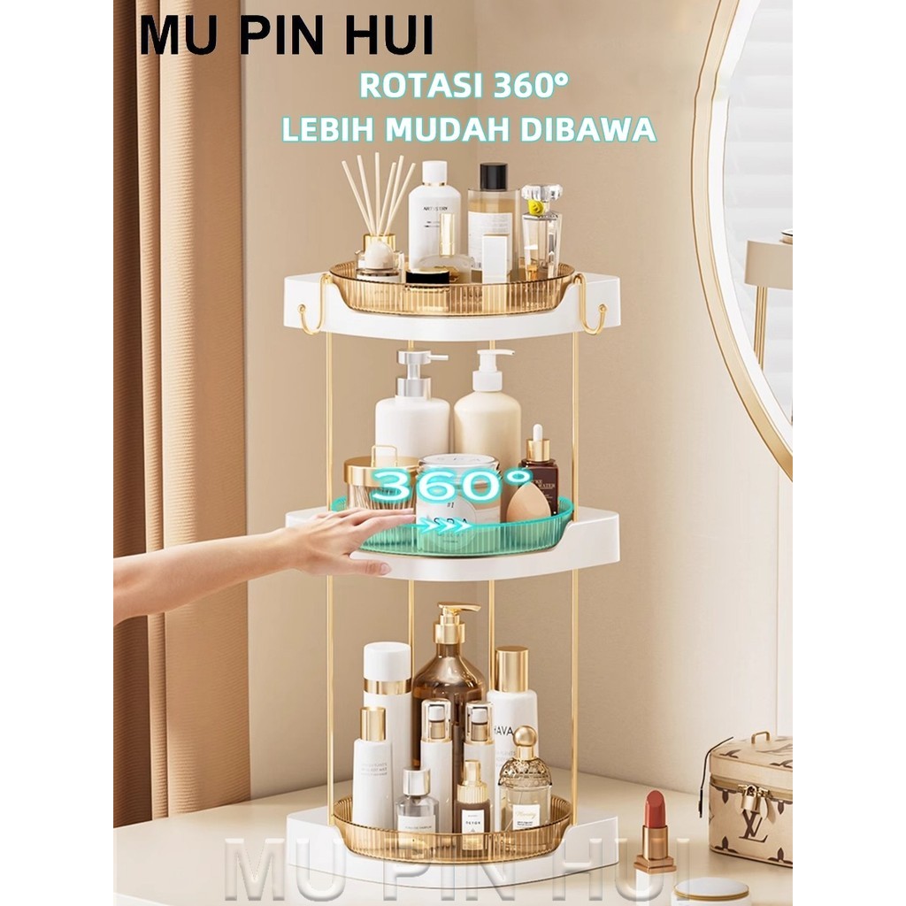 MU PIN HUl Rak penyimpanan multifungsi berputar 360 derajat, rak kosmetik kecantikan, rak penyimpana
