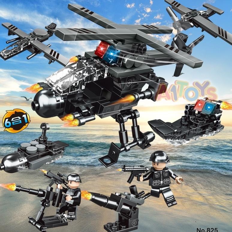 Quality Miniatur Swat Brick Mobil Polisi Mainan Tentara Miniatur Polisi Brick Pesawat Mainan Tank Mi