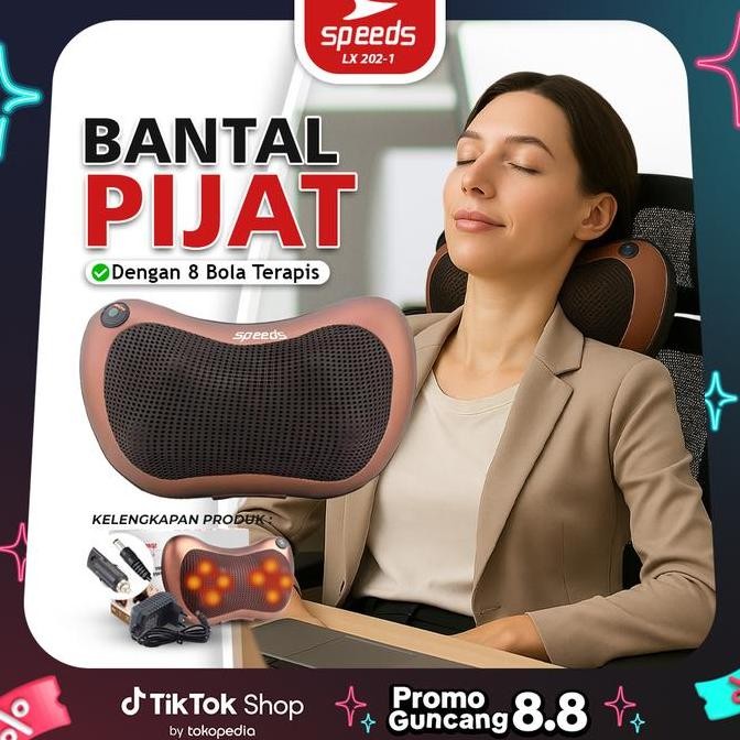 Speeds Bantal Pijat 8 Bola Coklat Bantal Pijat Terapi Relaksasi Leher Punggung Alat Pijat Untuk Oran