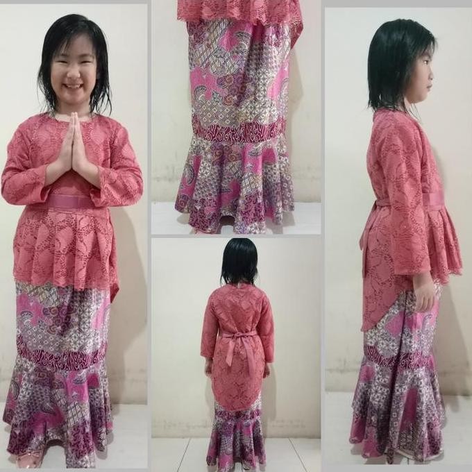 stelan kebaya anak brukat yustia kombi rok duyung batik