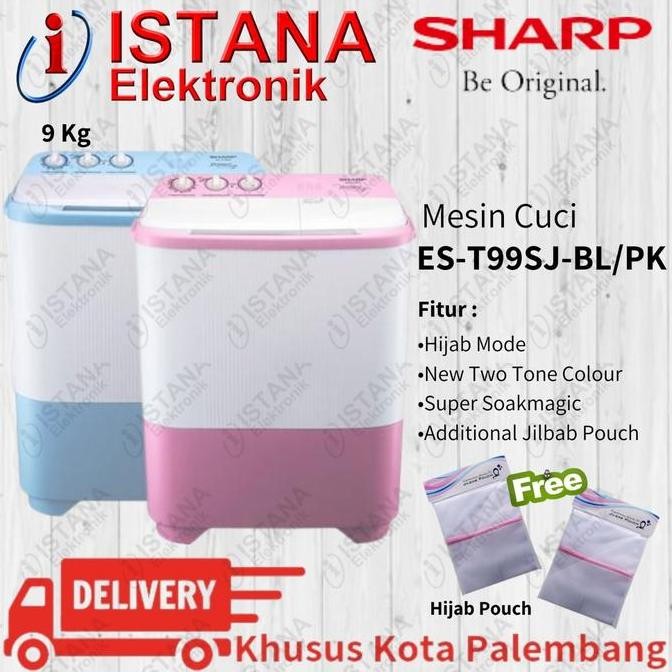SHARP MESIN CUCI 2 TABUNG 9 KG ES-T99SJ-BL/PK
