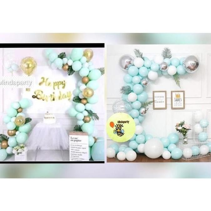 }}}}}}] Paket Balon Hbd Tosca Lengkap Gold Putih /Paket Balon Dekorasi Pesta