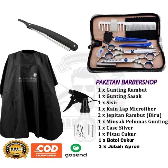 Promo Paket Alat Cukur Rambut Gunting Rambut Gunting Sasak Set Potong Rambut Lengkap Salon Barbersho