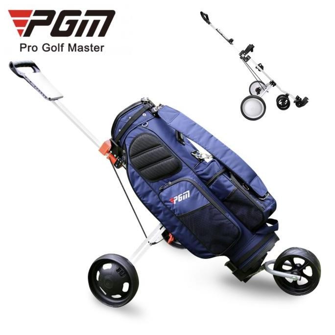 Pgm Golf Bag Trolley 3 Wheels Push Cart Troli Tas Golf 3 Roda Original