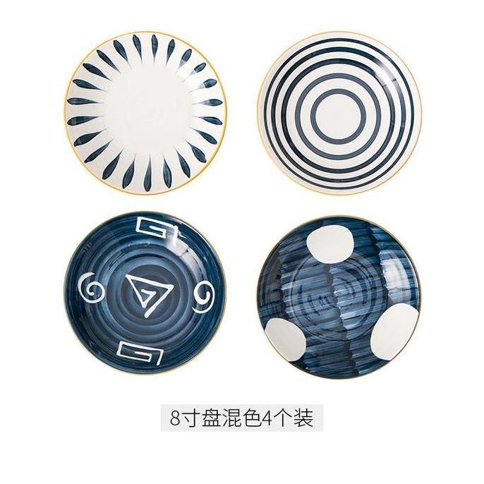 Piring makan keramik motif jepang 8 inchi / piring keramik TM