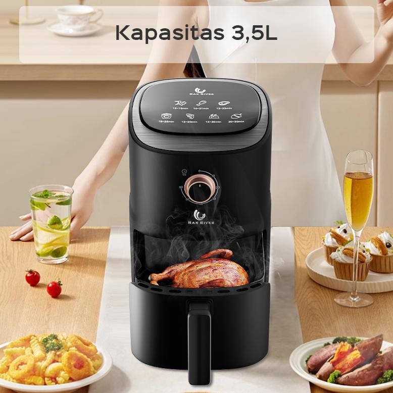 [Pengiriman dari Banjarmasin]HAN RIVER Air Fryer 3.5L Air Fryer Low Watt 500 Watt