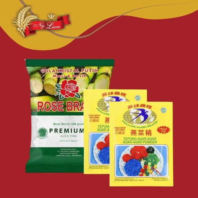 

JH8 Paket ROSE BRAND Gula Pasir 1 kg + SWALLOW Agar Plain 2 x 7 gr