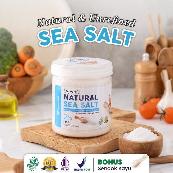

JH8 Sea Salt Pure Organic Garam Laut Alami Premium Natural Asli 100% / Seasalt Fine Grain Organik non GMO Garam Mpasi Halus