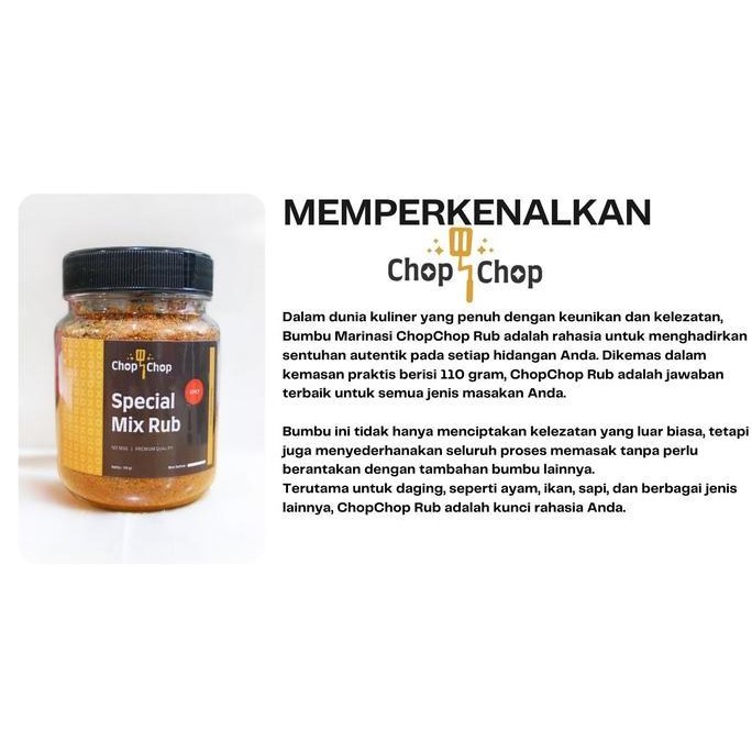

JH8 Chopchop Special Mix Rub Curry Bumbu Marinasi Rendah Kalori 110gram