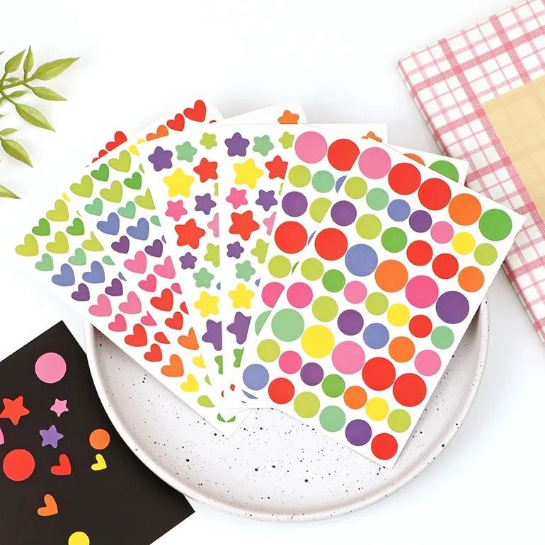 

6 Sheets Colorful Sticker Self-Adhesive Letter Nember Star Heart Dot Cute Party Reward Gift Boy Girl Notes Diary Decorations