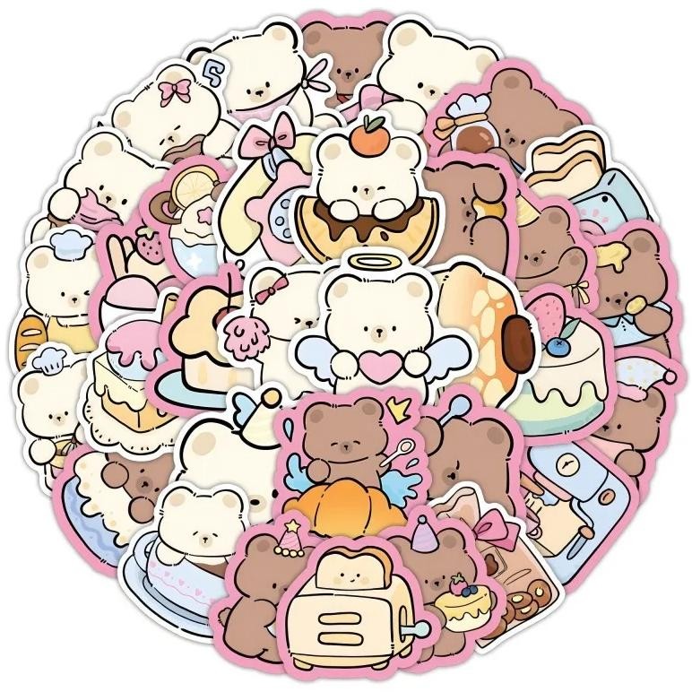 

50Pcs Cute Cartoon Korean Bear Graffiti Stickers For Bicycle Hand Account Pencil Case Decals Lanlanstickersworld