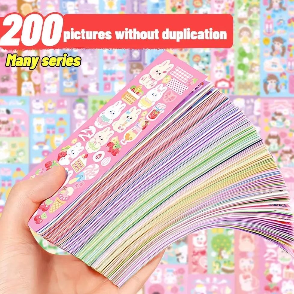 

100/200 Pcs Cute Stickers Kawaii Cartoon Laser Sticker For Kid Sticker Plate Diy Campus Students Decoration School Stationery