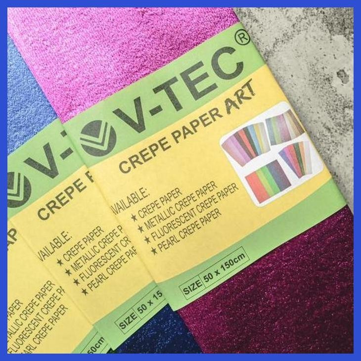 

( SEKOLAH / LUKIS ) SALE V-TEC METALLIC CREPE PAPER ART 50X150CM / KERTAS CREPE (SENI / MENGGAMBAR / ART / KERAJINAN ) PACKING AMAN