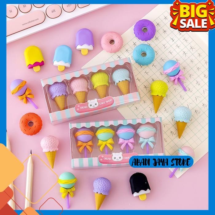 

PENGHAPUS SET KTER 4PCS STATIONERY ERASER KARET PERALATAN SEKOLAH UNIK LUCU BEBAS ONGKIR