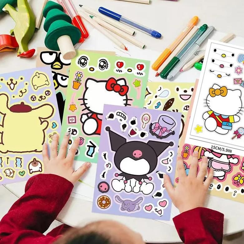 

Sanrio Puzzle Sticker Ins Style Kawaii Hello Kitty Melody Kuromi Pom Pom Purin Cute Diy Expression Sticker Children Sticker Toys