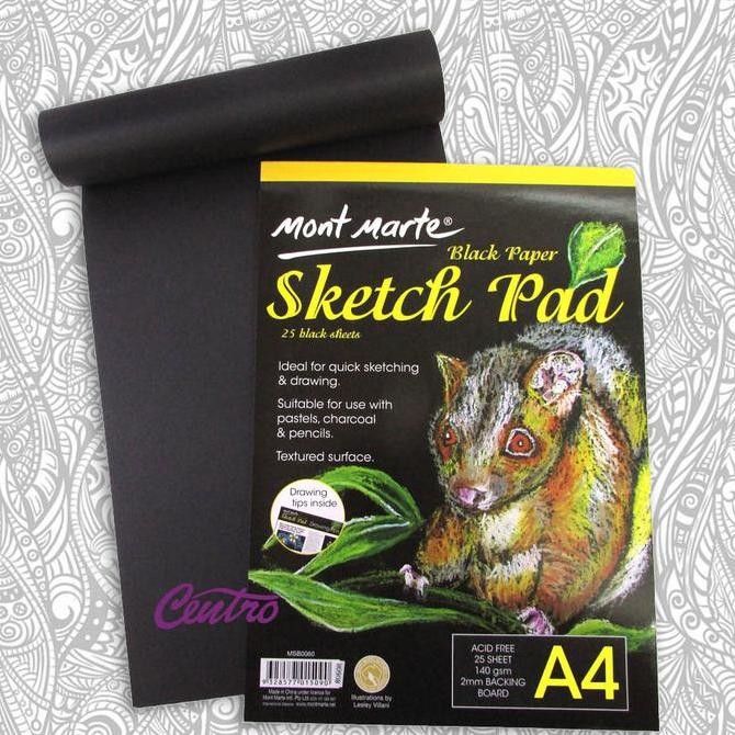 

Sale Mont Marte Black Paper Sketch Pad Buku Gambar Sketsa Kertas Hitam - A4