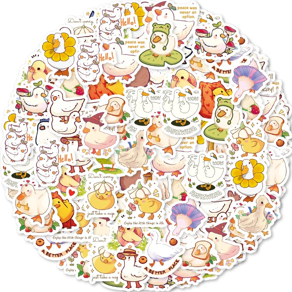 

46Pcs Cute Duck Pattern Self-Adhesive Stickers For Notebooks, Water Bottles, Suitcases, Guitars, Diy Decorations, Kids Stickers