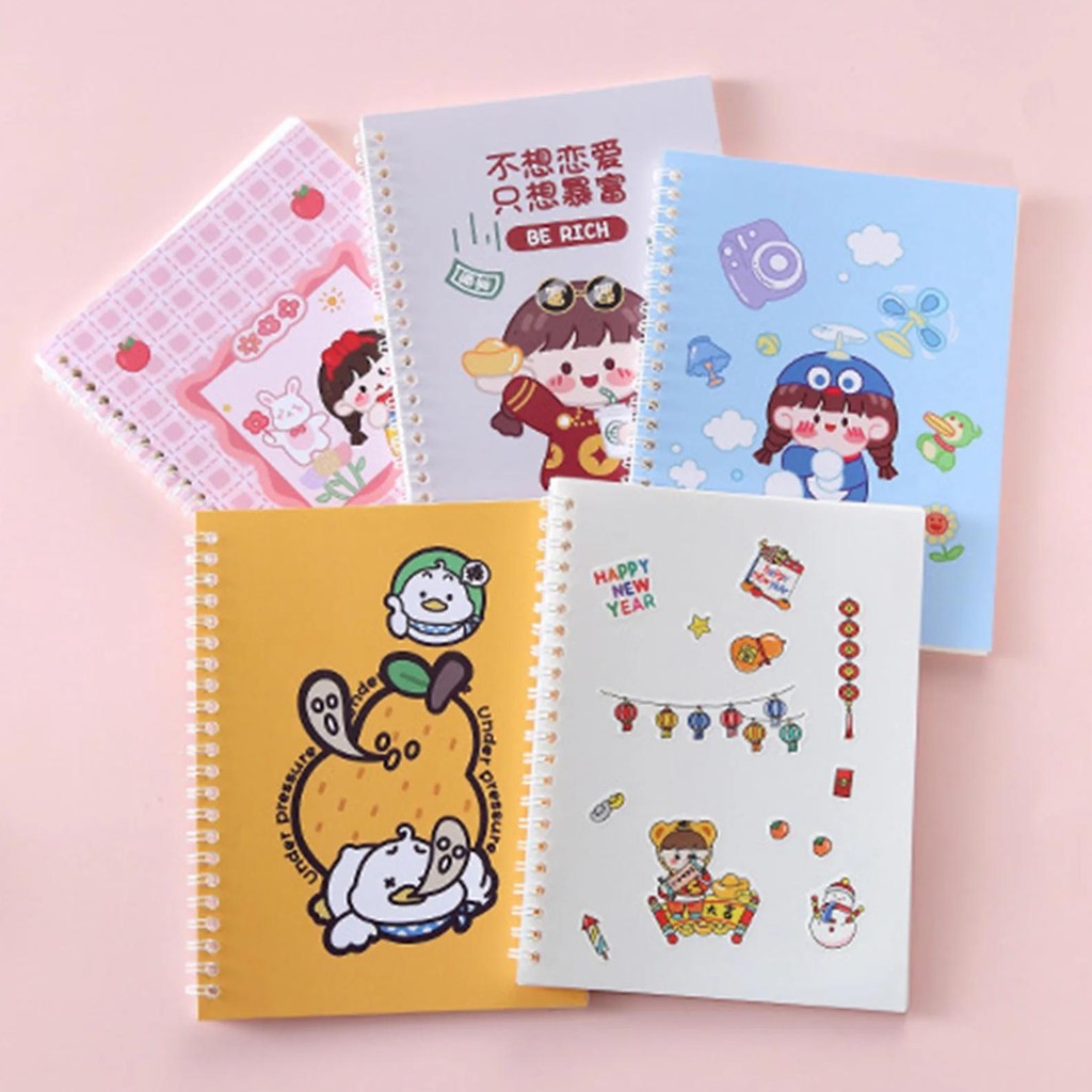 

A5 Size Double-Sided Release Notebook Portable Sticker Collection Accessories 24 Sheets Cute Coil Washi Tape Collecting Book