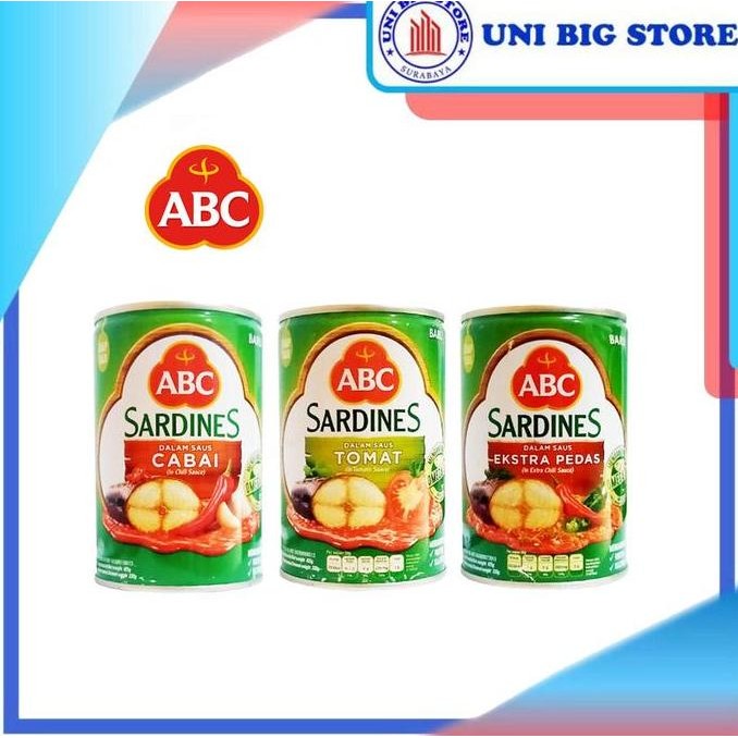 

JH8 ABC Sardines Tomat | Cabai | Ekstra Pedas | Serundeng 425 gr Sarden Kaleng