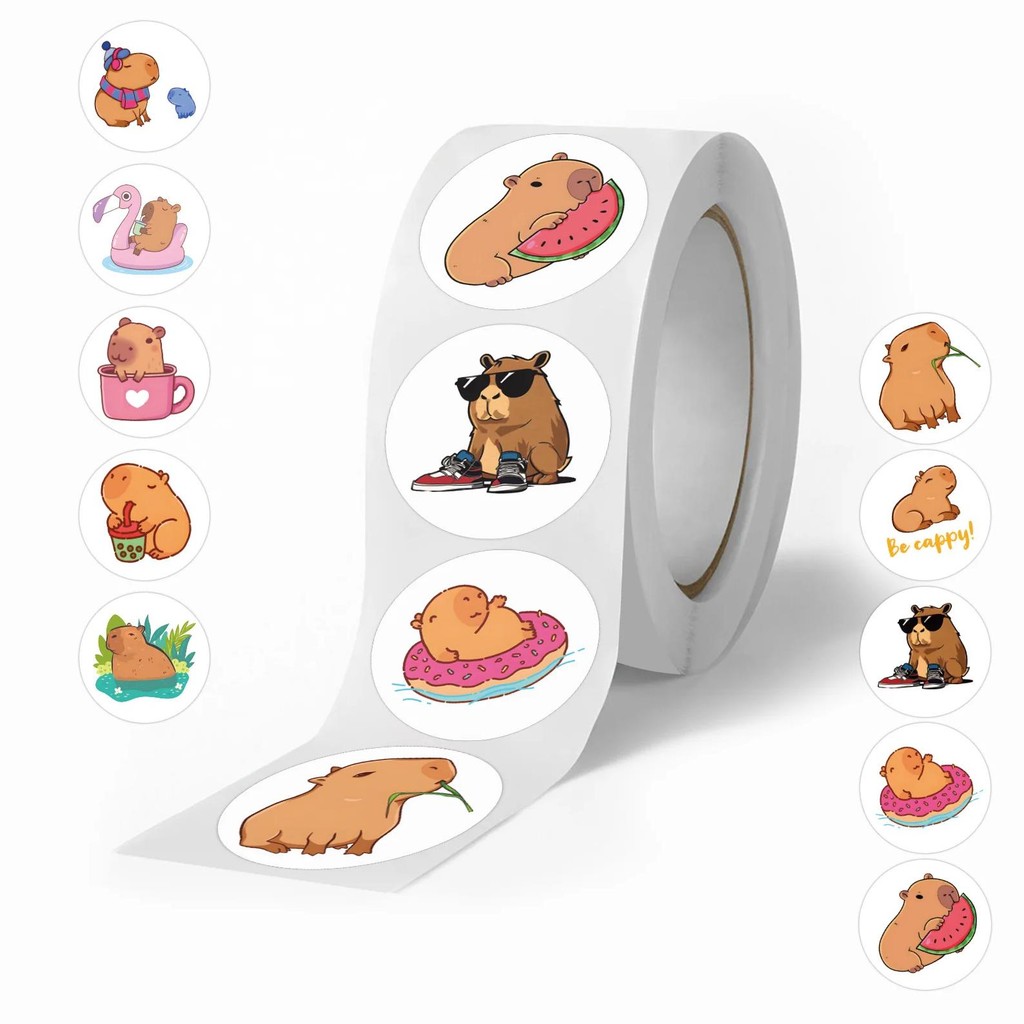 

100-500Pcs Cute Plump Capybara Cartoon Brown Animals Stickers Diy Scrapbook Phone Reward Seal Label Wall Sticker Kid Toy