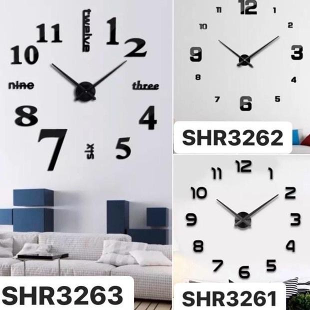 BEBAS ONGKIR - SHENAR JAM DINDING DIY 3D / JAM TEMPEL TEMBOK BESAR