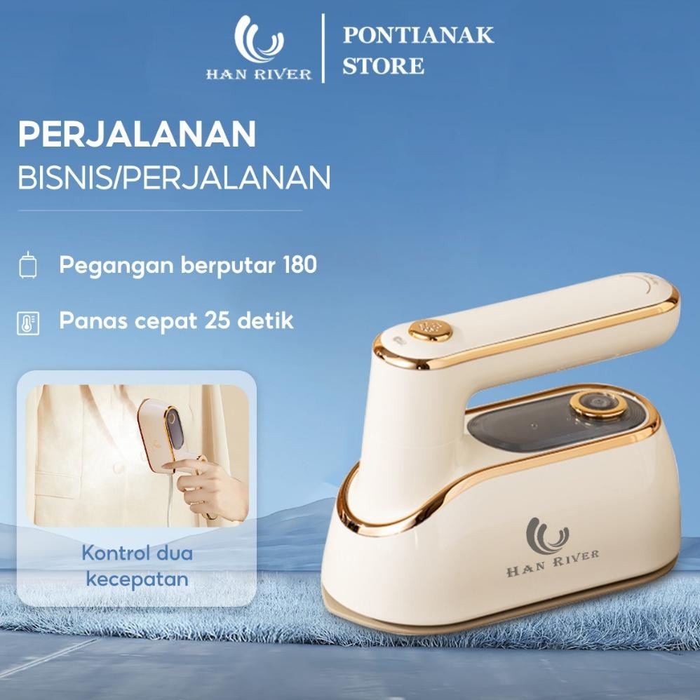 NEW [Pengiriman dari Pontianak]HAN RIVER Setrika Lipat Portabel low Watt  2 in 1 Setrika Uap [terbai