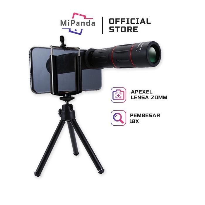 Mipanda Lensa Kamera Apexel Handphone Tele Zoom Hp 18X Lensa ponsel Tambahan Telescope Eksternal Len