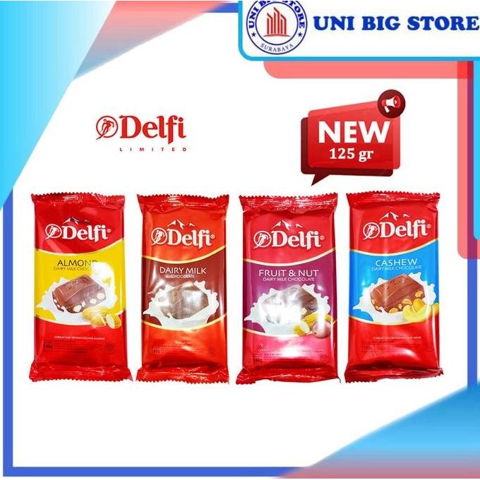 

Delfi Dairy Milk Chocolate Almond Fruit Nut 140g Cashew 155g Coklat
