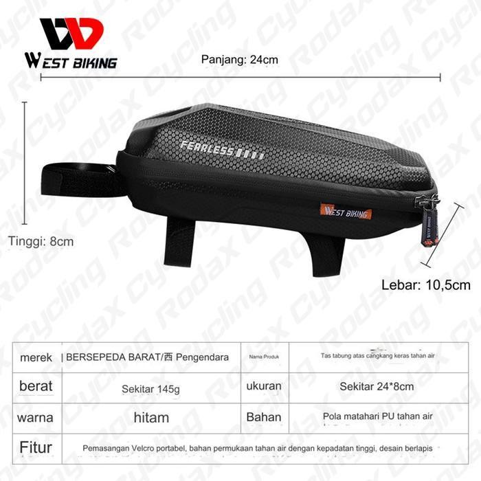 Eva+ 100% Hard Shell Top Tube Frame Bag 1,5 L By West Biking Tas Sepeda Import Tas Sepeda Frame Tas 