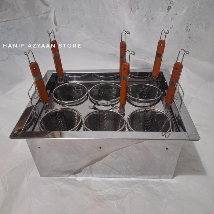 DANDANG MIE AYAM 6 LUBANG SARINGAN TANPA TEMPAT KUAH/PANCI MIE AYAM 6 LUBANG STAINLESS