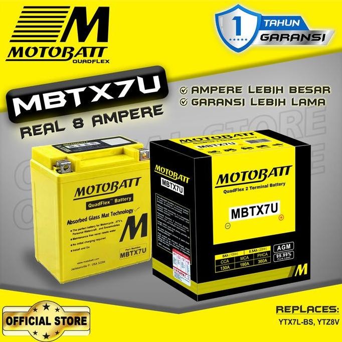 Motobatt Quadflex MBTX7U - 8Ah (Garansi 1 Tahun)