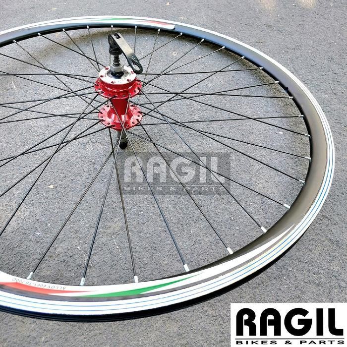 Wheelset 700C 700 C Lespo Lubang 36 Hole 36H Sepeda Balap Road Bike Mtb Double Wall Hitam 7 8 9 Spee