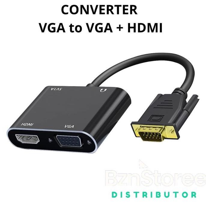 Kualitas terbaik] Adapter Splitter Vga Ke Hdmi VGA+Audio Converter VGA to HDMI VGA