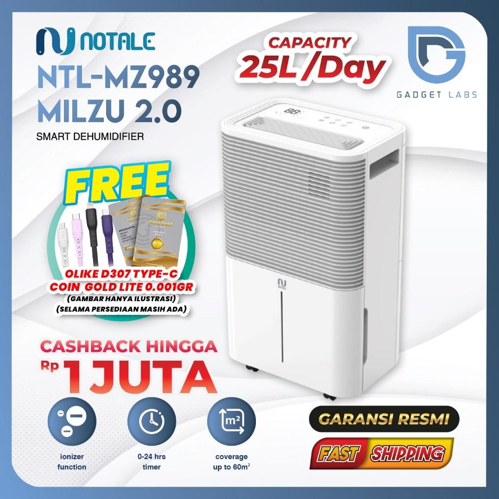 NEW Dehumidifier Ruangan Notale Milzu Smart Dehumidifier 20L/hari Garansi [terbaik][terlaris]