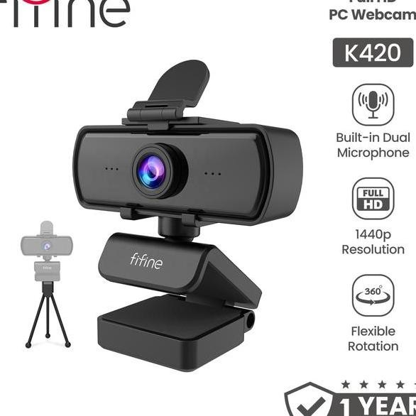 Fifine K420 1440P 2K 4Mp Full Hd Wem Usb Laptop Streaming With Noise Cancelling Microphone With Priv