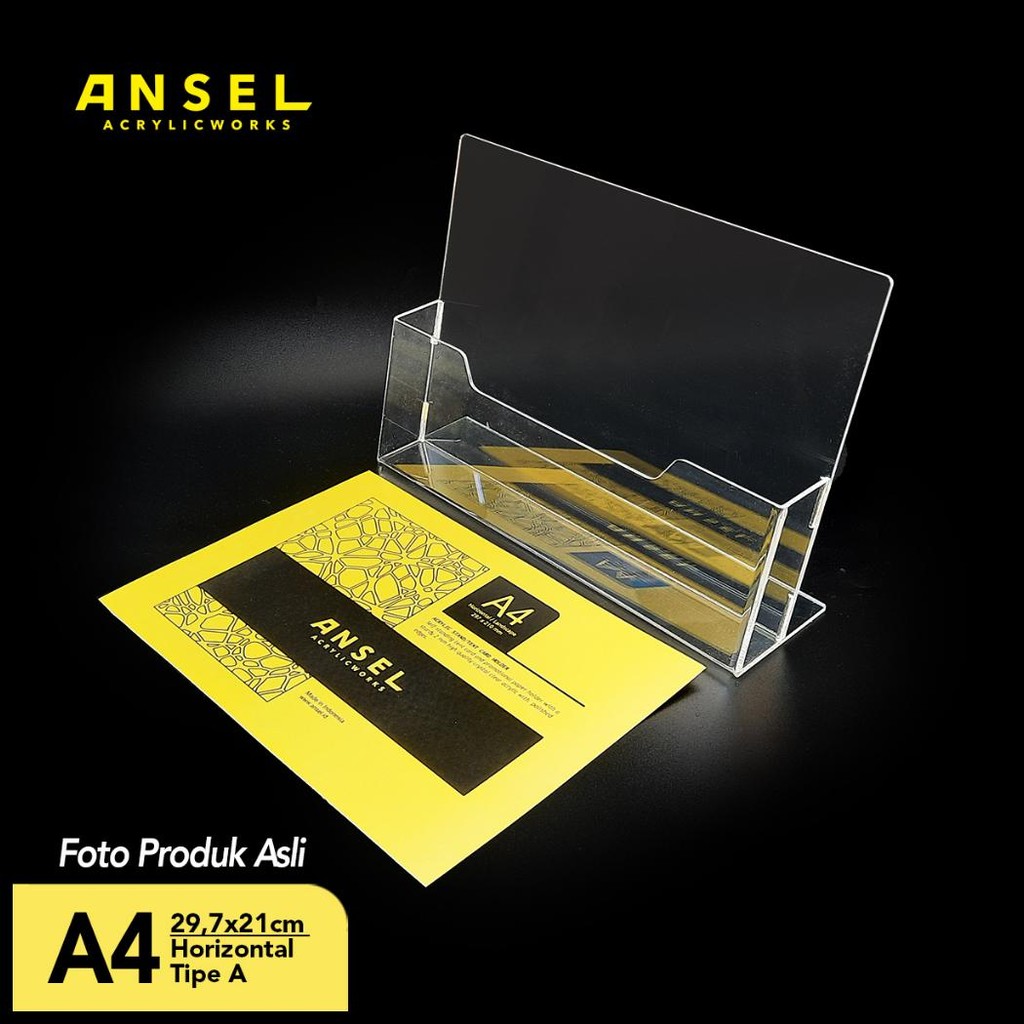 

ANSEL TEMPAT BROSUR AKRILIK / ACRYLIC FLYER HOLDER - A4 HORIZONTAL - TIPE A BENING