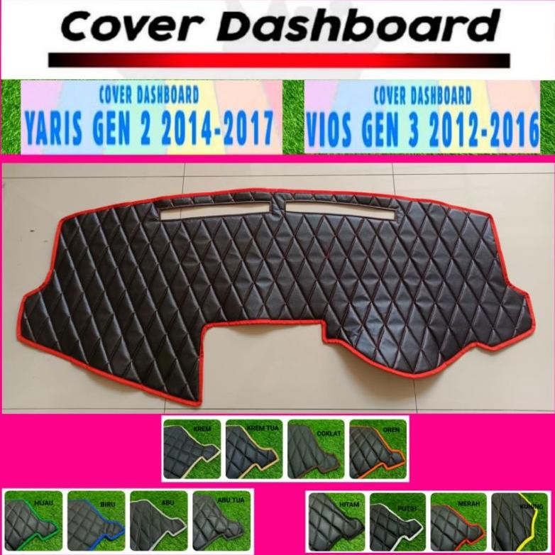 Cover Dashboard Toyota Vios Gen 3 2012-2016 & Yaris Gen 2 2014-2017, Custom Kulit Sintetis Motif Waj