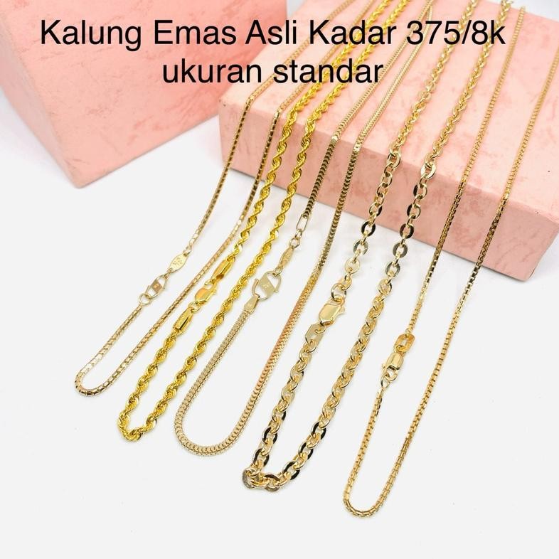 Kalung Emas kadar 375/8k asli panjang 42-44cm-/+ DiM