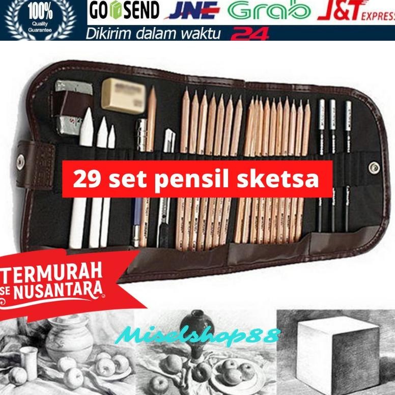

set 29 pensil sketsa gambar sketch drawing pencil free pouch exclusive DiM