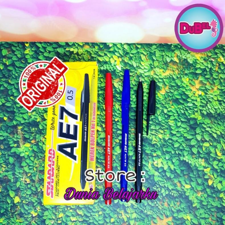 

[Pack isi 12 Pcs] Pulpen Standard AE7 0.5 Hitam / Biru / Merah / BallPen Standar Original DiM
