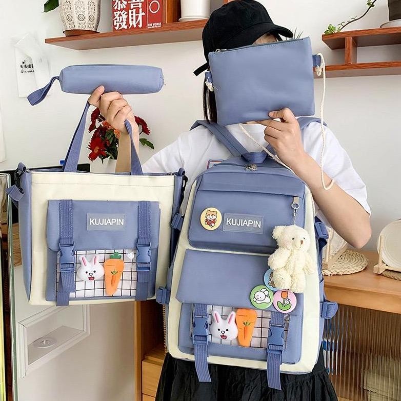 TAS SEKOLAH ANAK 4IN 1 Tas Korean Style Tas Ransel Anak Perempuan Tas Sekolah Anak Import